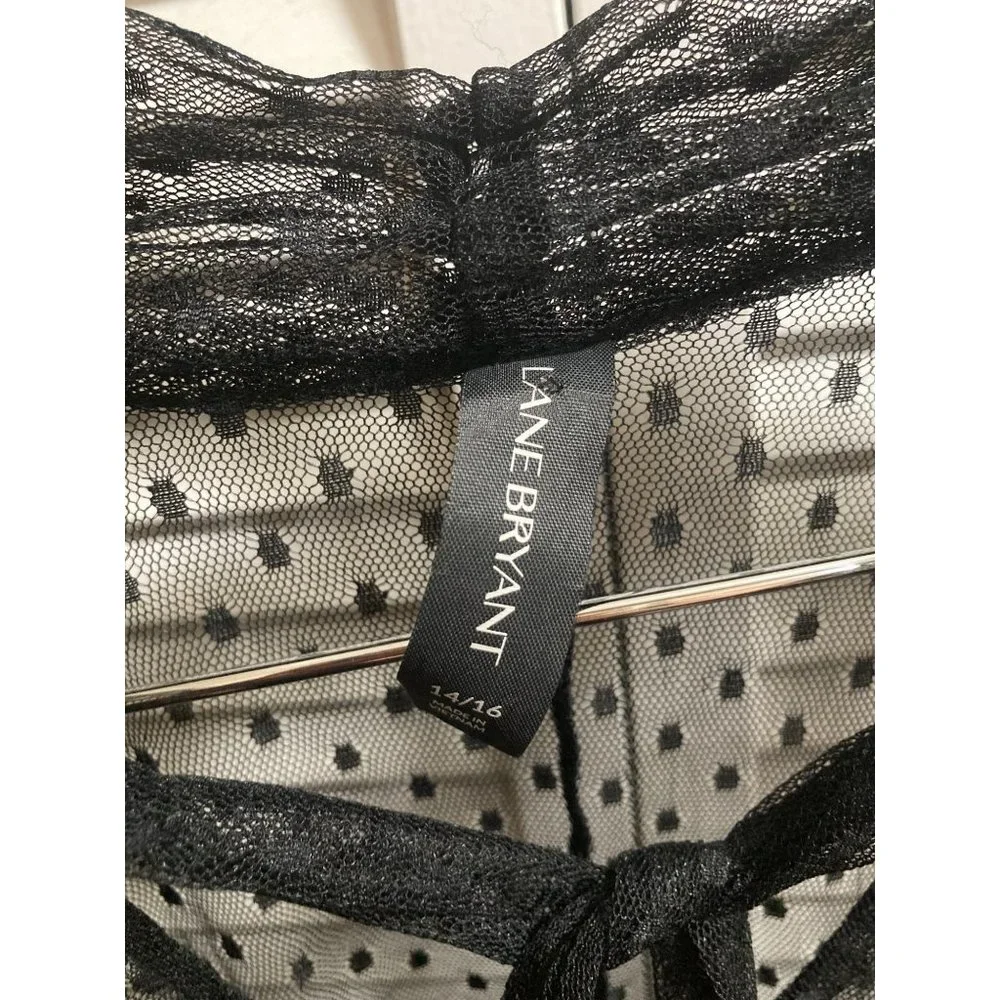 Lane Bryant Black Transparent Polka Dot Lace Mock Neck Top Overshirt Size 14/16 - Picture 5 of 5